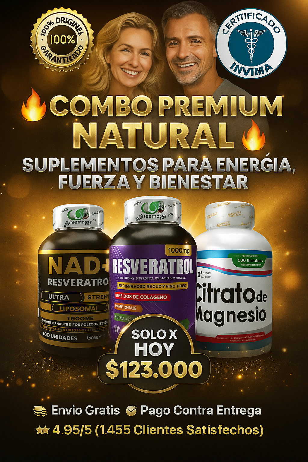 COMBO NAD + RESVERATROL  ( OBQ CITRATO DE MAGNESIO) 100% ORIGINAL 😍🍇💟 (INVIMA)