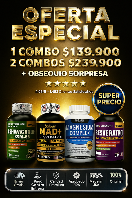 NAD + ASHWGANDA KSM 66 + RESVERATROL+ MAGNESIUM COMPLEX 4 productos IMPORTADOS 🇺🇸 100 % ORIGINALES para renovar tu cuerpo!! “🌱 Naturaleza que Nutre. Ciencia que Potencia. 💥”