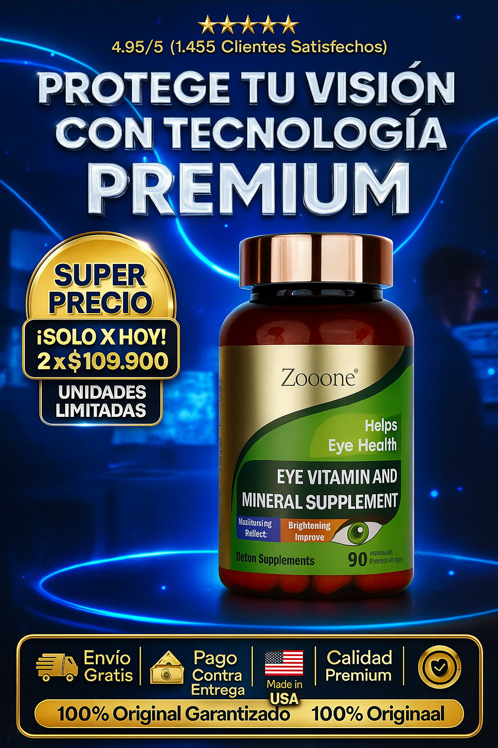 ZOOONE LUTEÍNA Y ZEAXANTINA VITAMINA OCULAR 👁️👁️100% original importado 🇺🇸 + OBSEQUIO SORPRESA🎁