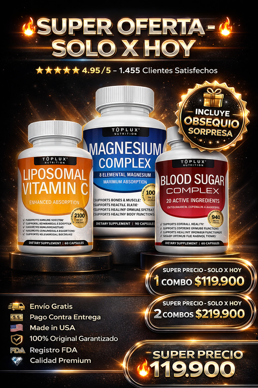 💥 TRÍO VITALIDAD EXTREMA: 3 SUPLEMENTOS PREMIUM + OBSEQUIO SORPRESA 🎁  🌟 ENERGÍA, INMUNIDAD Y CONTROL TOTAL · 100% ORIGINAL 🇺🇸 IMPORTADO