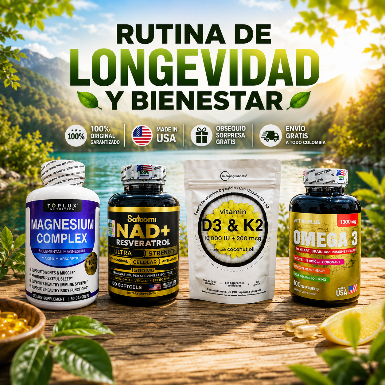 💎 COMBO PREMIUM DEL BIENESTAR INTEGRAL 💎Made in USA 🇺🇸 100% Original • 🎁 Obsequio Sorpresa • 🚚 Envío Gratis