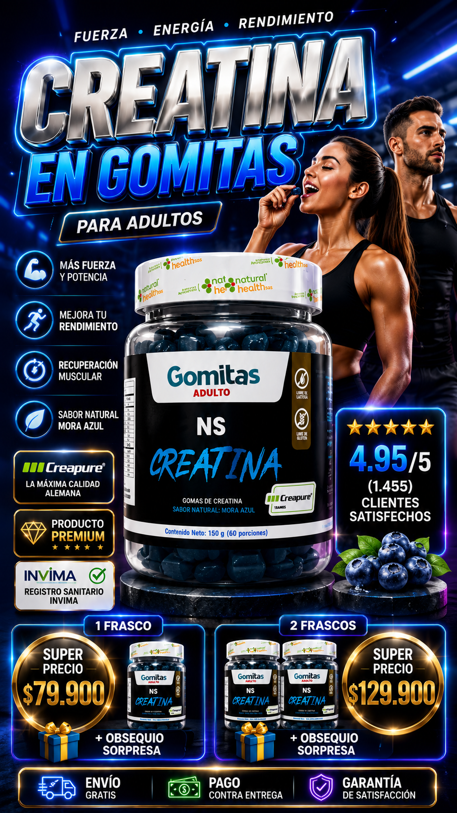 🚀 NS Creatina Gummies 💥 Más rendimiento, más actitud 🎁 Obsequio GRATIS + ✅ INVIMA