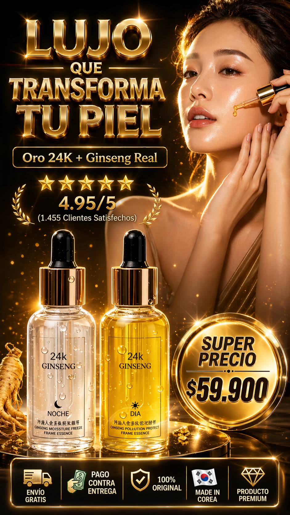 ✨ Despierta tu Piel con el Poder del Ritual Coreano 🇰🇷💛 – Dúo Ginseng 24K Premium 100% Original para Luminosidad y Rejuvenecimiento Total 🌿