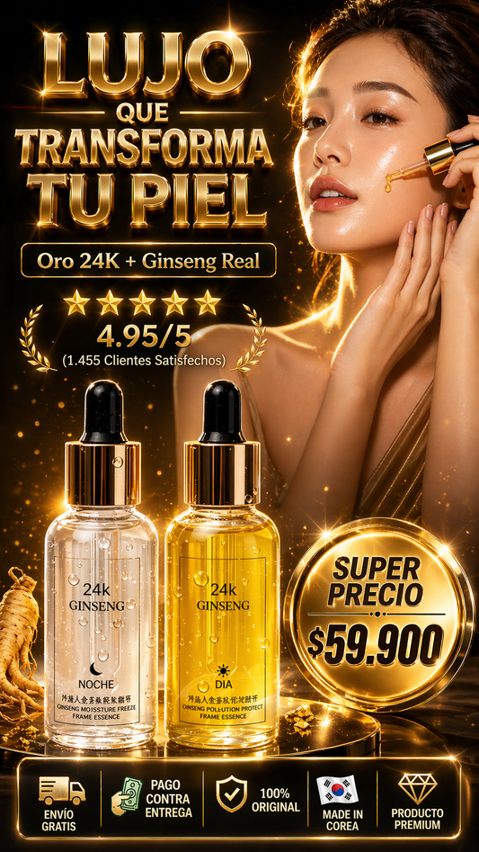 ✨ Despierta tu Piel con el Poder del Ritual Coreano 🇰🇷💛 – Dúo Ginseng 24K Premium 100% Original para Luminosidad y Rejuvenecimiento Total 🌿