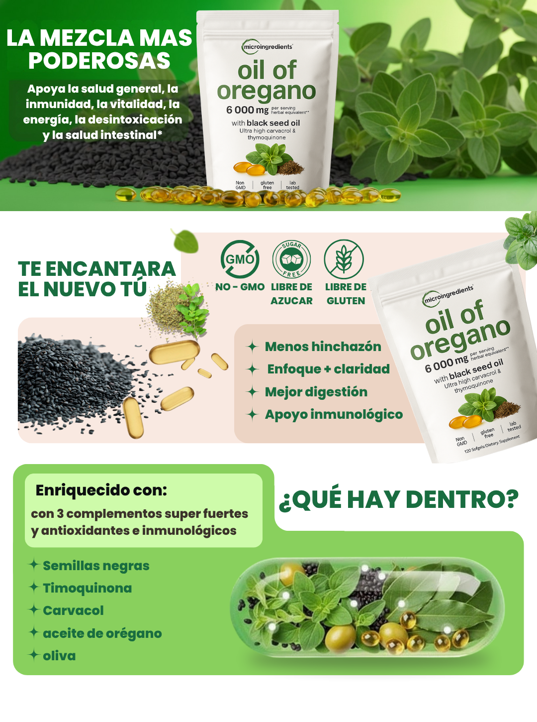 ACEITE DE OREGANO BLACK SEED OIL 2 X 1 IMPORTADO 100% ORIGINAL 🇺🇲 💛🌿🍃⚕️