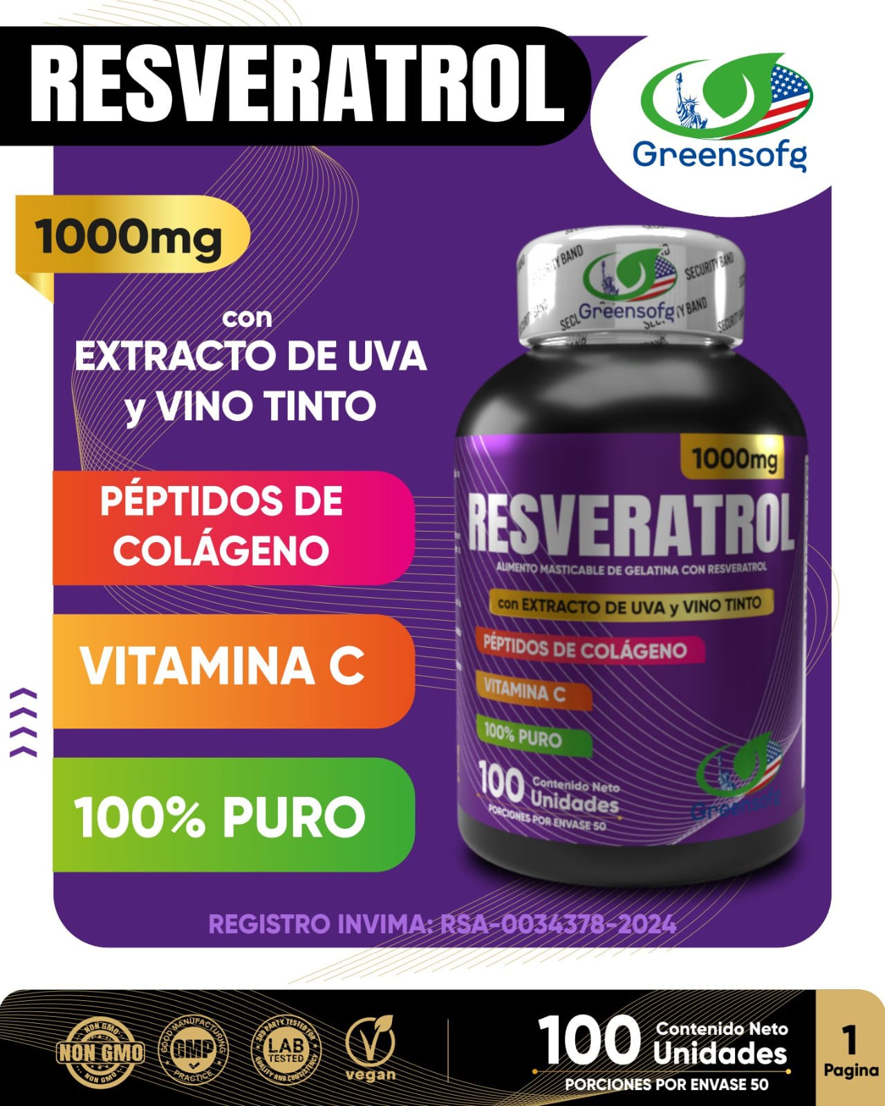 COMBO NAD + RESVERATROL  ( OBQ CITRATO DE MAGNESIO) 100% ORIGINAL 😍🍇💟 (INVIMA)