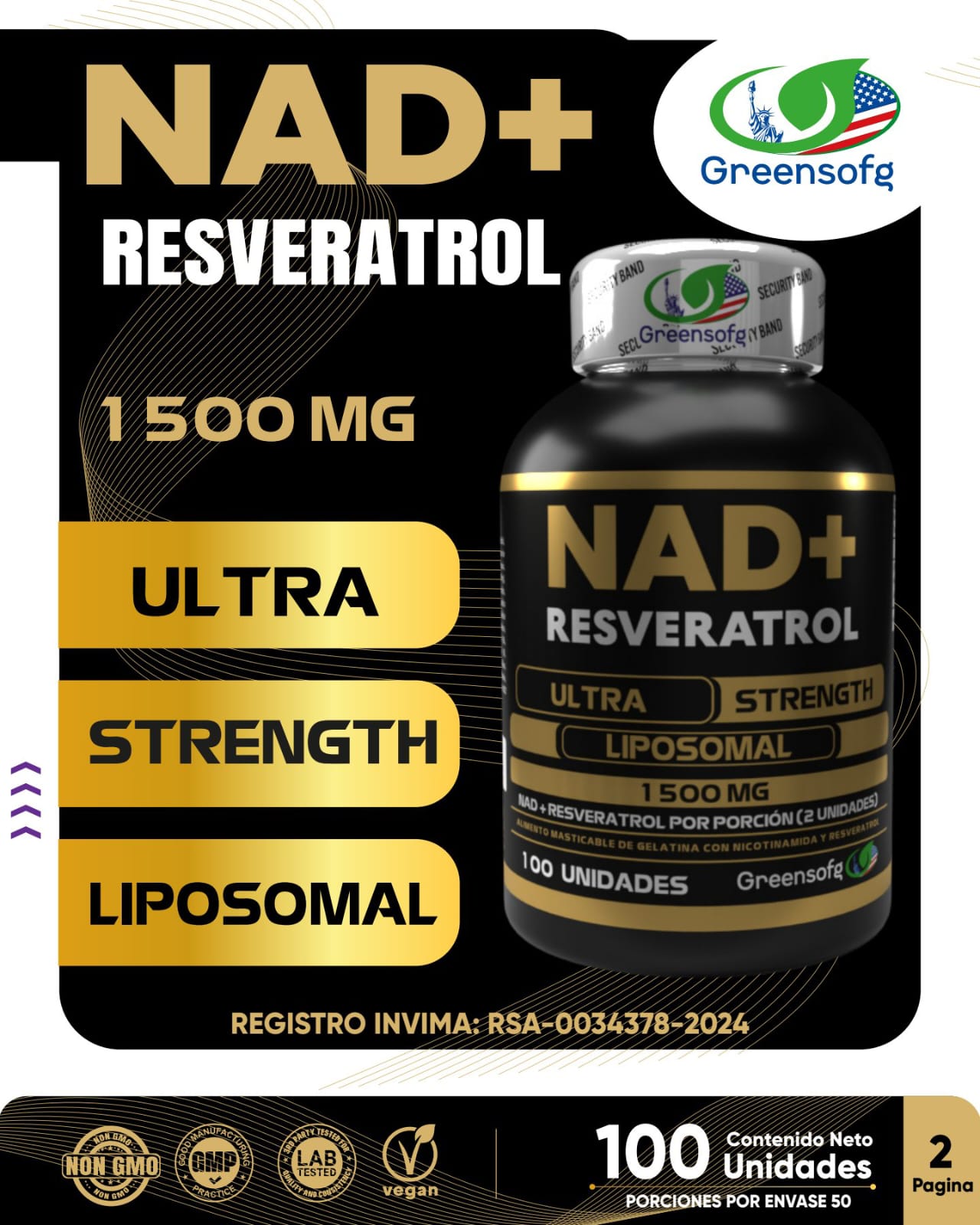COMBO NAD + RESVERATROL  ( OBQ CITRATO DE MAGNESIO) 100% ORIGINAL 😍🍇💟 (INVIMA)