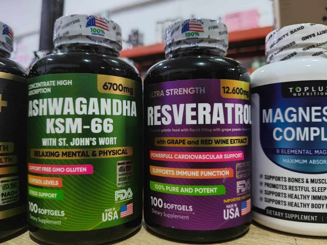 NAD + ASHWGANDA KSM 66 + RESVERATROL+ MAGNESIUM COMPLEX 4 productos IMPORTADOS 🇺🇸 100 % ORIGINALES para renovar tu cuerpo!! “🌱 Naturaleza que Nutre. Ciencia que Potencia. 💥”