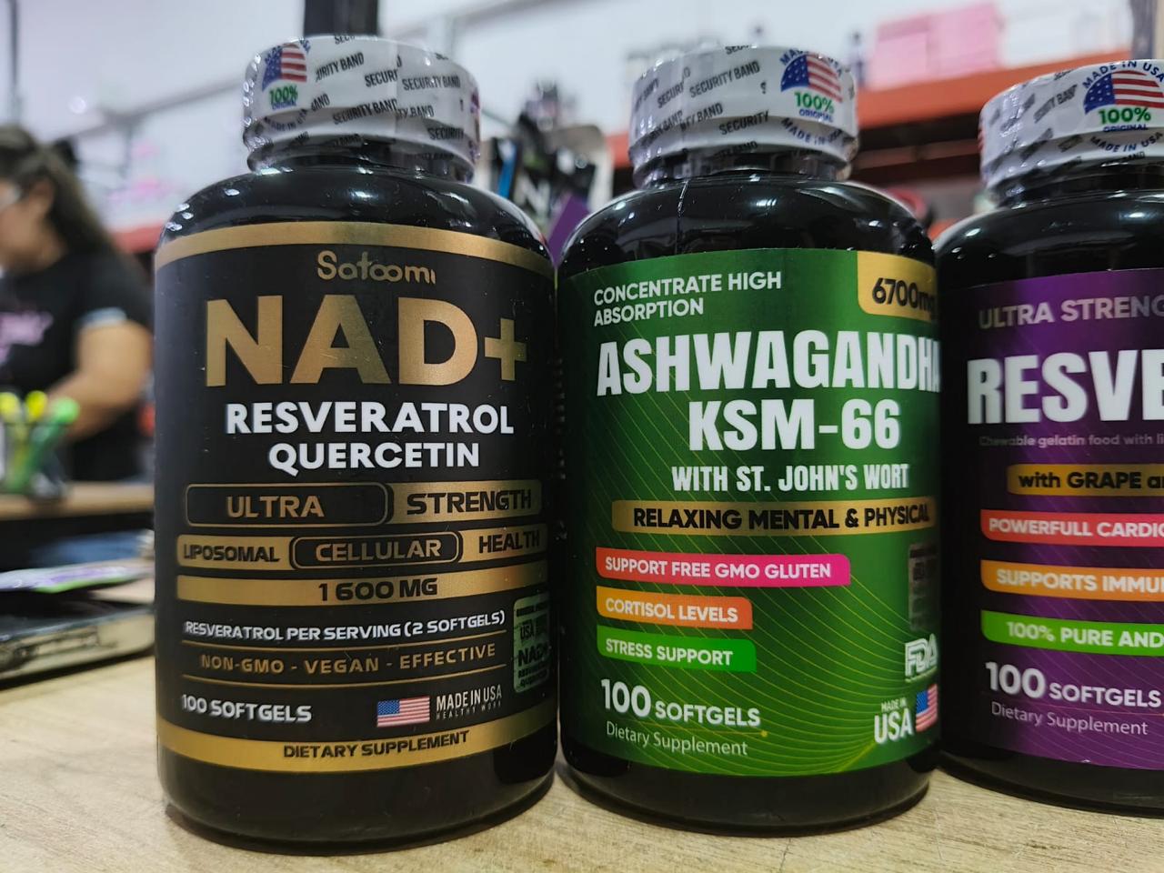 NAD + ASHWGANDA KSM 66 + RESVERATROL+ MAGNESIUM COMPLEX 4 productos IMPORTADOS 🇺🇸 100 % ORIGINALES para renovar tu cuerpo!! “🌱 Naturaleza que Nutre. Ciencia que Potencia. 💥”