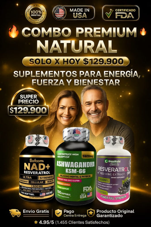 SUPER COMBO (NAD + ASHWAGANDHA KSM-66 + RESVERATROL)100% ORIGINAL IMPORTADO 🇺🇲 😍🍇💟 "Restaura Cuerpo, Mente y Espíritu”