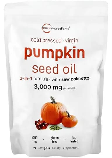🚀 Pumpkin Seed Oil 3000mg Potencia Máxima + Saw Palmetto 🎃| Fórmula 2-en-1 para Cabello y energia femenina |  100% Original 🇺🇸