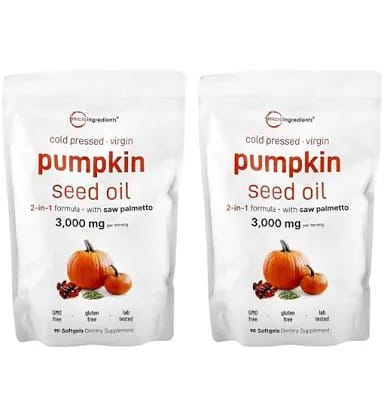 🚀 Pumpkin Seed Oil 3000mg Potencia Máxima + Saw Palmetto 🎃| Fórmula 2-en-1 para Cabello y Salud Masculina |  100% Original 🇺🇸