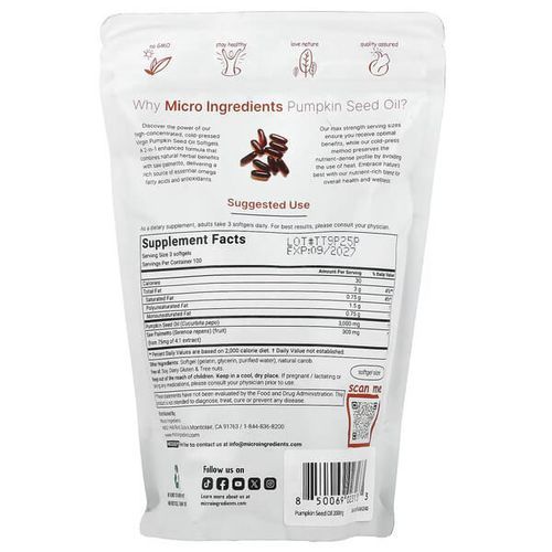 🚀 Pumpkin Seed Oil 3000mg Potencia Máxima + Saw Palmetto 🎃| Fórmula 2-en-1 para Cabello y Salud Masculina |  100% Original 🇺🇸